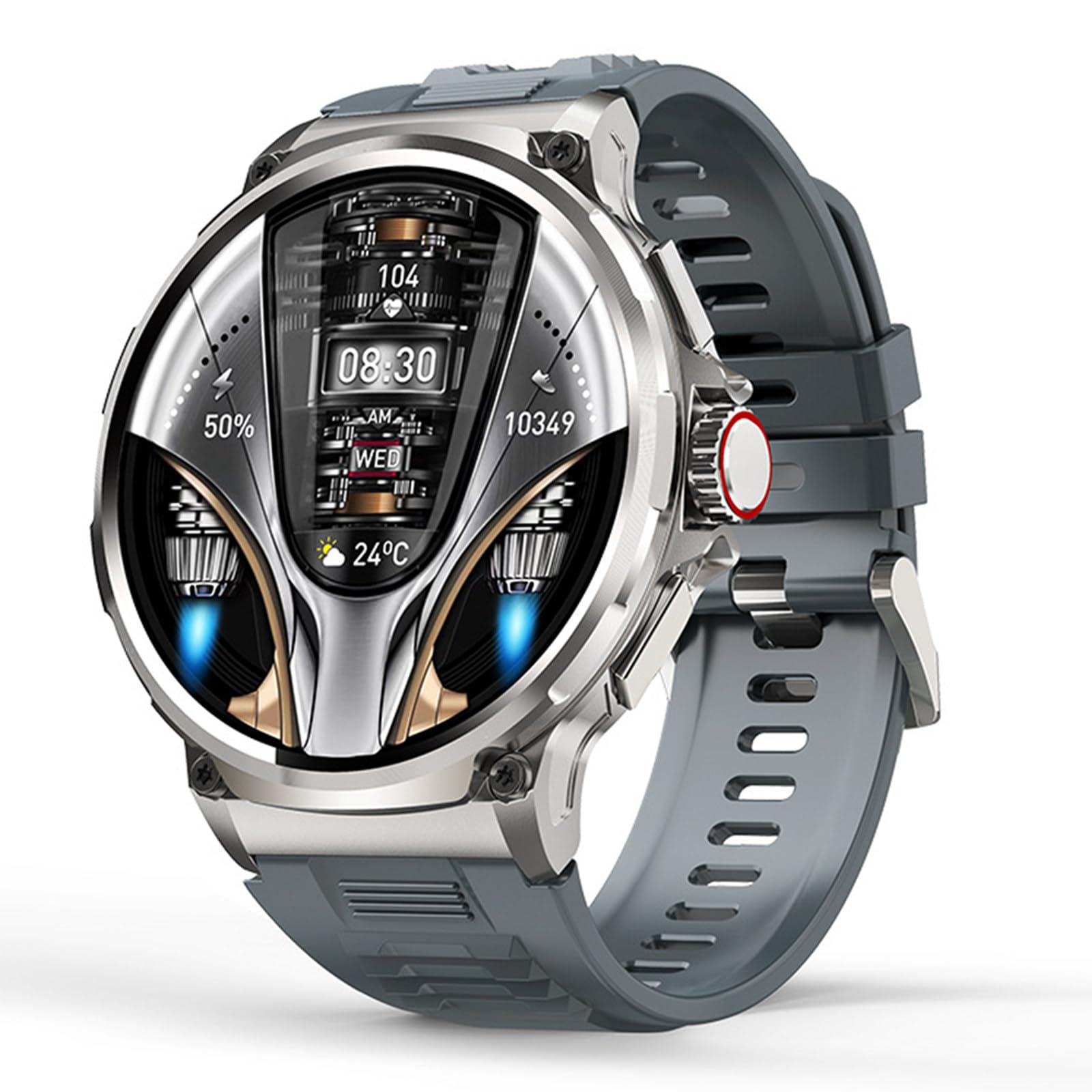 Inteligentny 1,85-calowy zegarek Smartwatch HD Touch dla mężczyzn i kobiet, wodoodporny monitor aktywności IP68 ze 100 trybami sportowymi,Silver