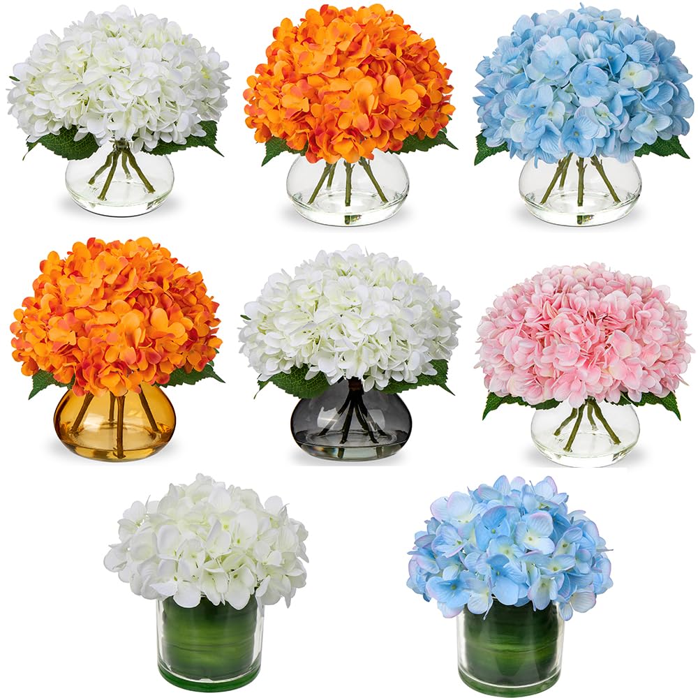 2 Fiori Artificiali Ortensia Oairse In 3D Real Touch - Diametro 18 Cm, Lunghezza 63 Cm - Per Matrimoni E Composizioni