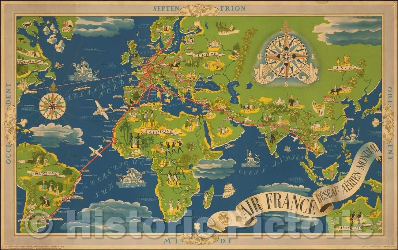 Amazon｜歴史的な地図 - 世界エールフランス リゾー Aerien Mondial