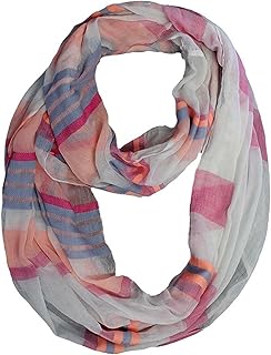 Pink Blue White Stripe Sheer Circle Scarf