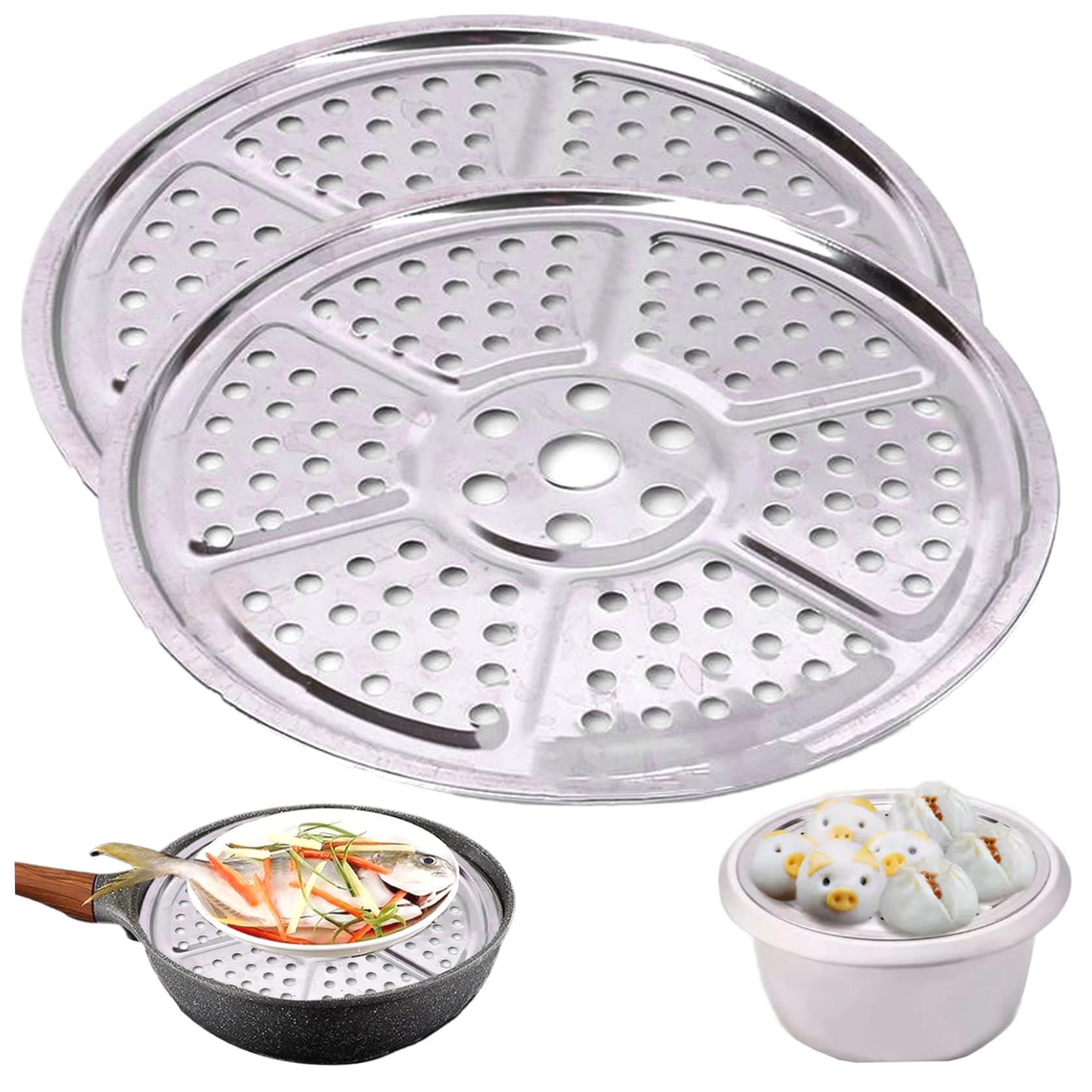 CGTQROVR Canning Rack, 2PCS 11-Inch Round Pressure Canner Rack, Heat-Resistant Stainless Steel Steaming with Multi Holes, Reusable Steam for Pressure Canner