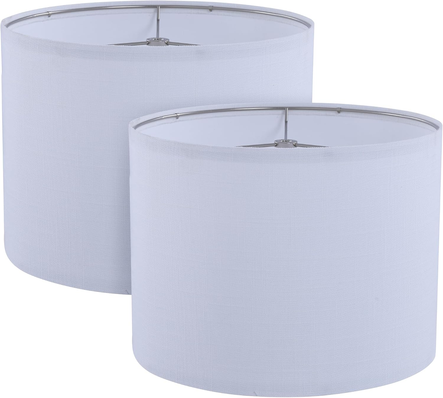 Aspen Creative 38304-2, Contemporary Design Collapsible Drum Spider Shade in Off-White Linen Fabric, 13"Top x 13"Bottom x 10"Height, Set of 2