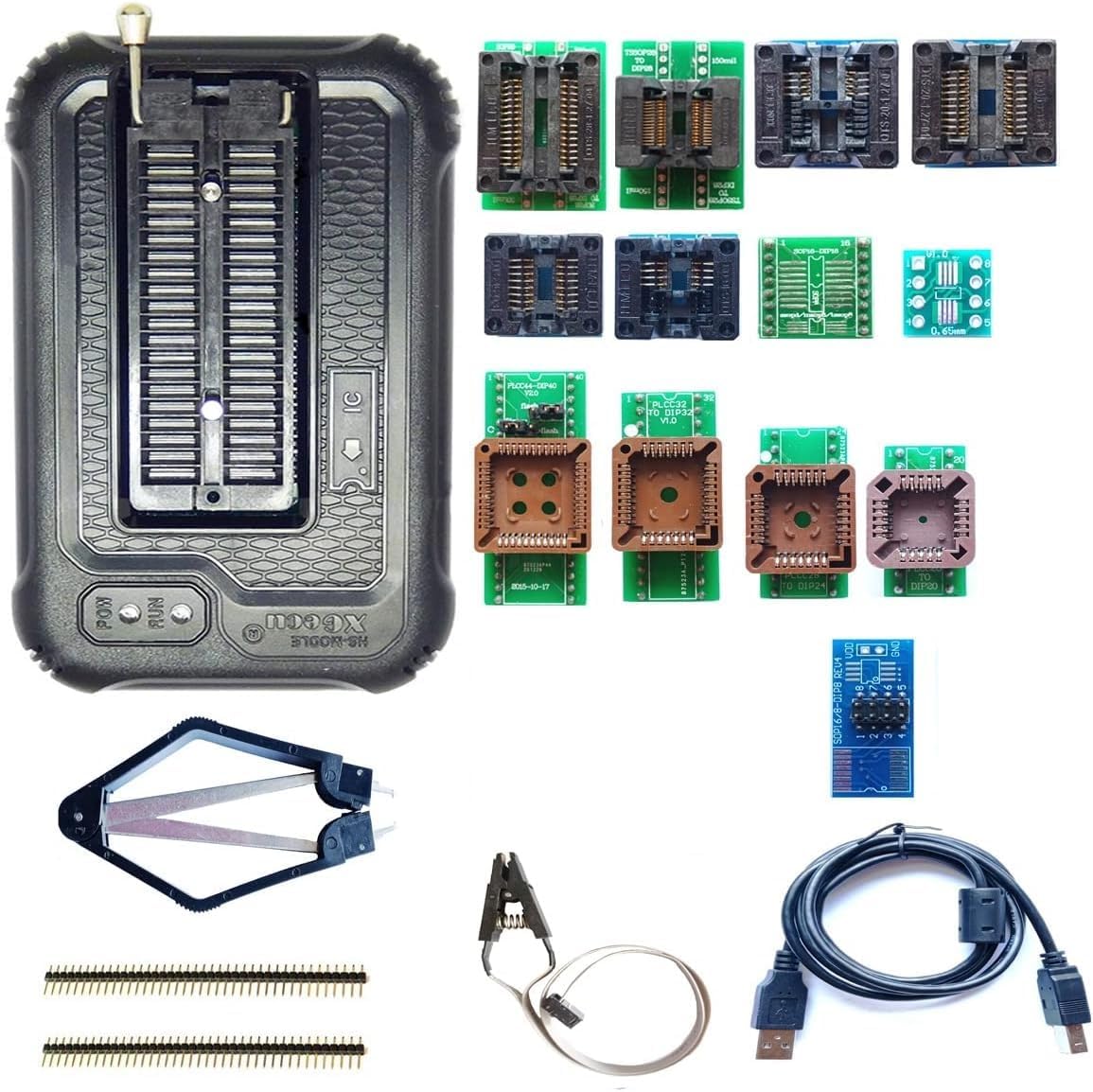 XGecu T48 [TL866-3G] Programmer Support 28000+ ICS for EPROM/MCU/SPI/Nor/NAND Flash/EMMC/IC Tester/ TL866CS TL866II Replacement (XGecu T48 with 13 Adapter)