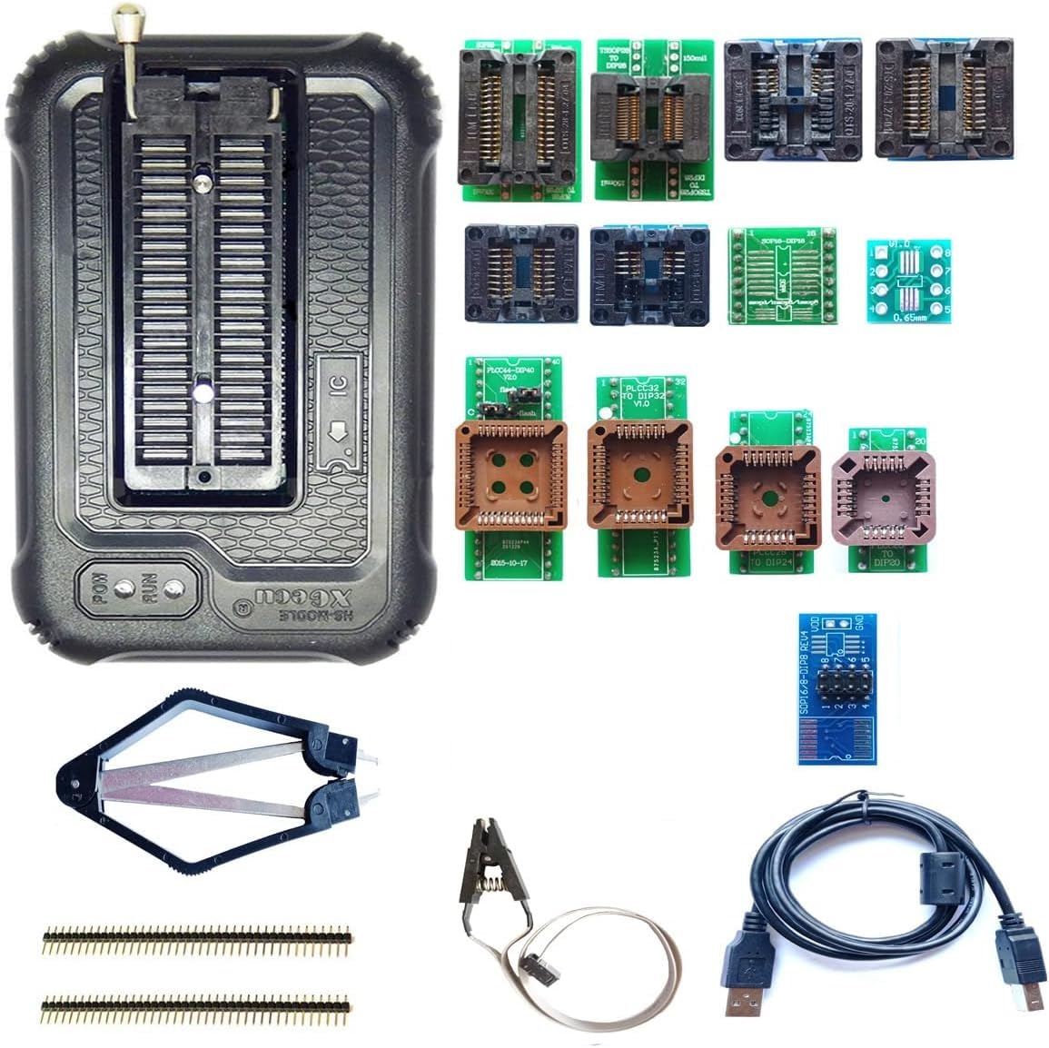 DHRUVPRO XGecu T48 [TL866-3G] Programmer Support 28000+ ICS for EPROM/MCU/SPI/Nor/NAND Flash/EMMC/IC Tester/ TL866CS TL866II Replacement (XGecu T48 with 13 Adapter)