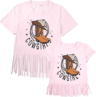 Western Shirts for Women Cowgirl Boots Hat Shirt Mom and Daughter Matching Outfits Vintage