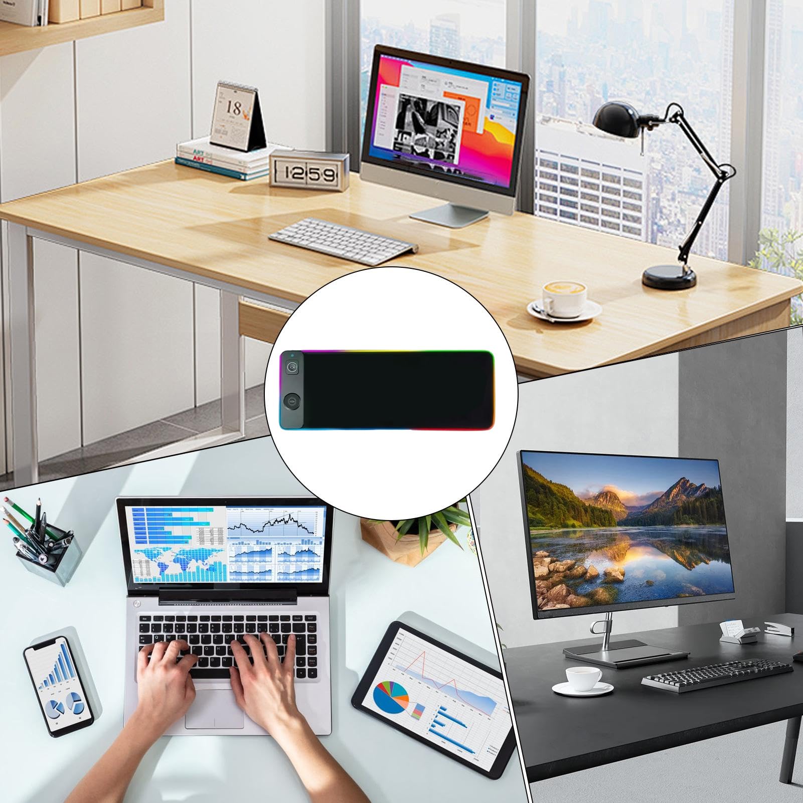 Mousepad Illuminato Ricaricatore Wireless Impermeabile RGB 15W | 80x30 cm Mouse Pad Gaming Ricarica Rapida Magnetica Antiscivolo Per PC Gaming Smartphone Laptop Scrivania Sala Giochi