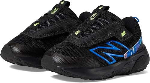 New Balance Kid's New-B 1440 V1 Hook & Loop Running Shoe, Black/Blue Oasis, 2 W 