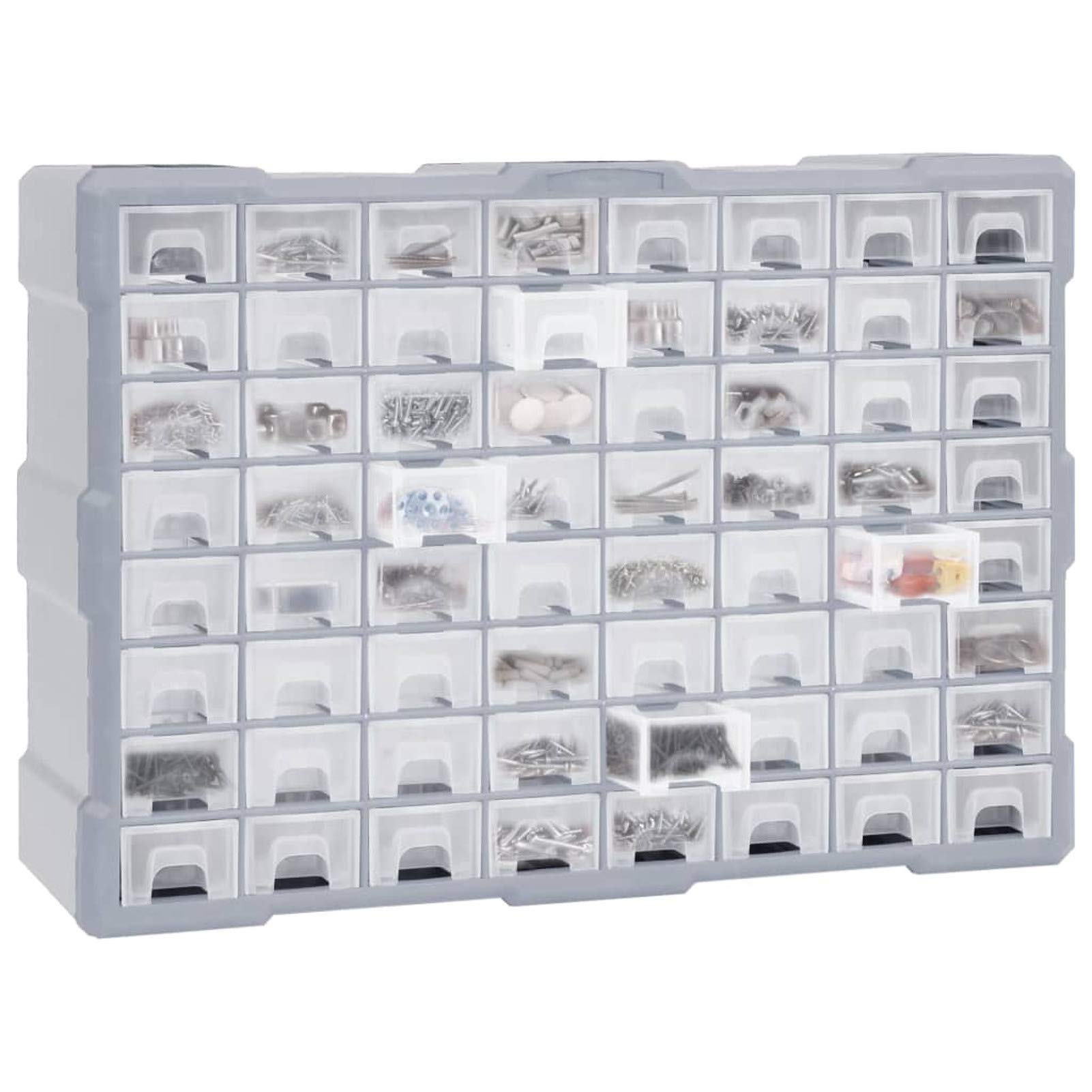 Tidyard Organizador de 64 cajones, caja clasificada, caja de clasificación, caja de tornillos, caja clasificadora para piezas pequeñas, sistema de organización, taller, 52 x 16 x 37,5 cm