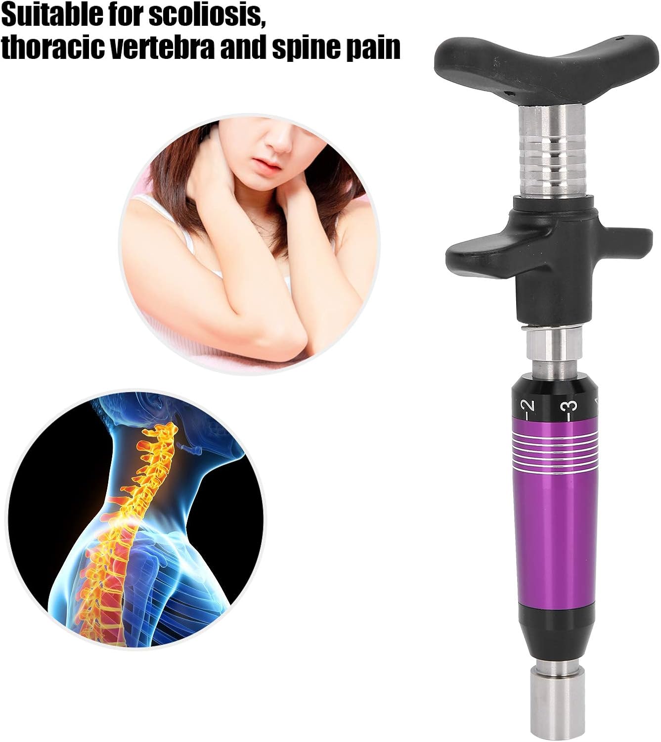 YUYTE Manual Spine Chiropractic Adjusting Tool, 6 Gears Massage Gun, Adjust Vertebration Cervical Spondy Force Spine Massager for Improve Joint Pain