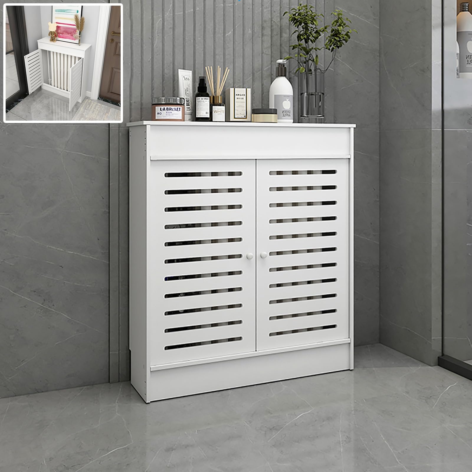 Generico Ripiano per Armadio riscaldante, mobiletto per Pavimento del Bagno, ripiano per mobiletto con Copertura per radiatore, mobiletto portaoggetti con Copertura per Riscaldamento a Legna, per CAS