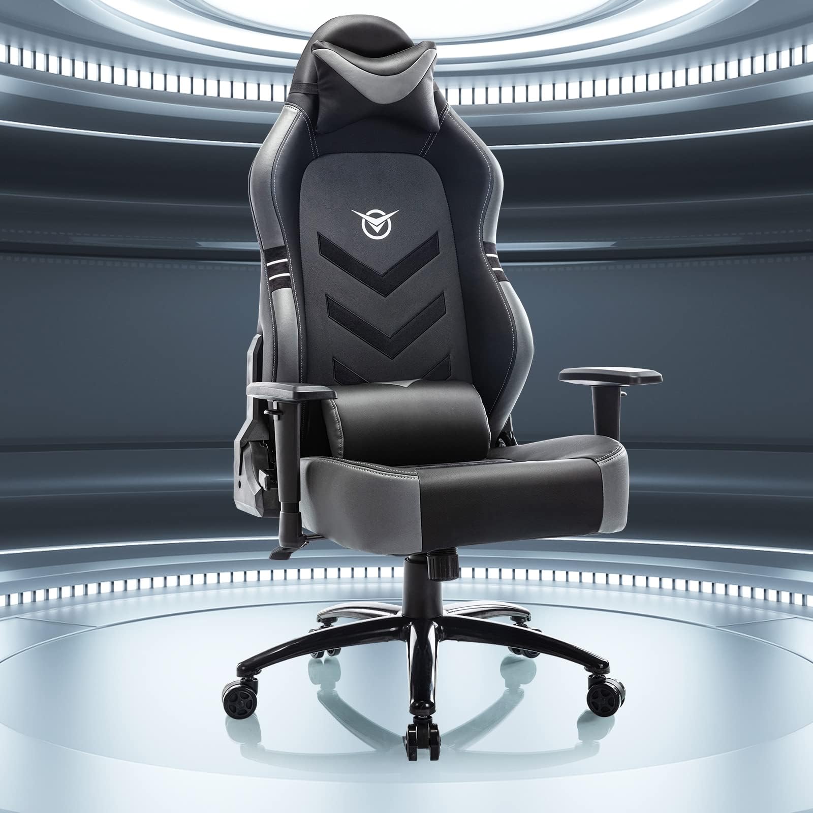 COLAMY Big and Tall Gaming Chair, 400lbs-Racing Style, Ergonomic Leather, Modern, Black, 4D Armrest, High Back, PC Gaming Chair