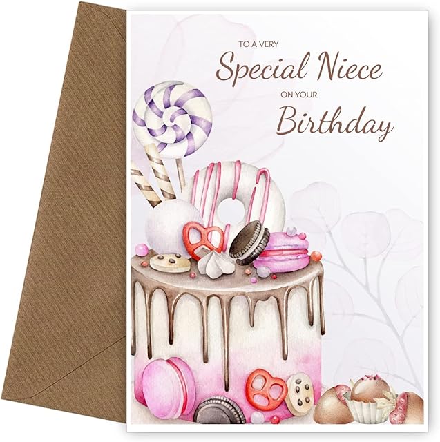 Nice Birthday Card for Niece Adult Cards for 16th 18th 21st 30th 40th Bday - Special Niece Birthday Cards for Women from Auntie and Uncle - Traditional Card with Lovely Words Adult Female Woman Niece