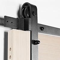 Vista 4 de VINGLI Puerta de granero, kit de herrajes para puerta corrediza de granero de 5.5 pies y asas incluidas, con superficies dobles de madera maciza