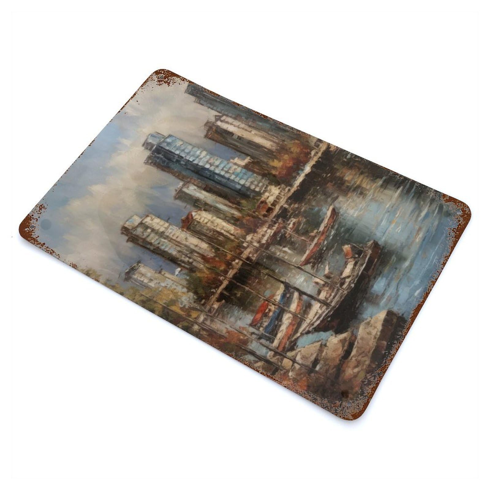 Rust Effect Vancouver City Canada Weathered Tin Sign 11.8"x7.9", Novelty Wall Decor for Office, Studio And Wall Decor