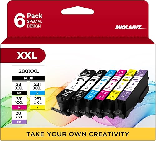PGI-280XXL/CLI-281XXL Ink Cartridges Compatible Replacement for Canon 280 281 Ink Cartridges Use to TS8120 TS9120 TS8220 TS8320 TS8300 TS8322 TS9100