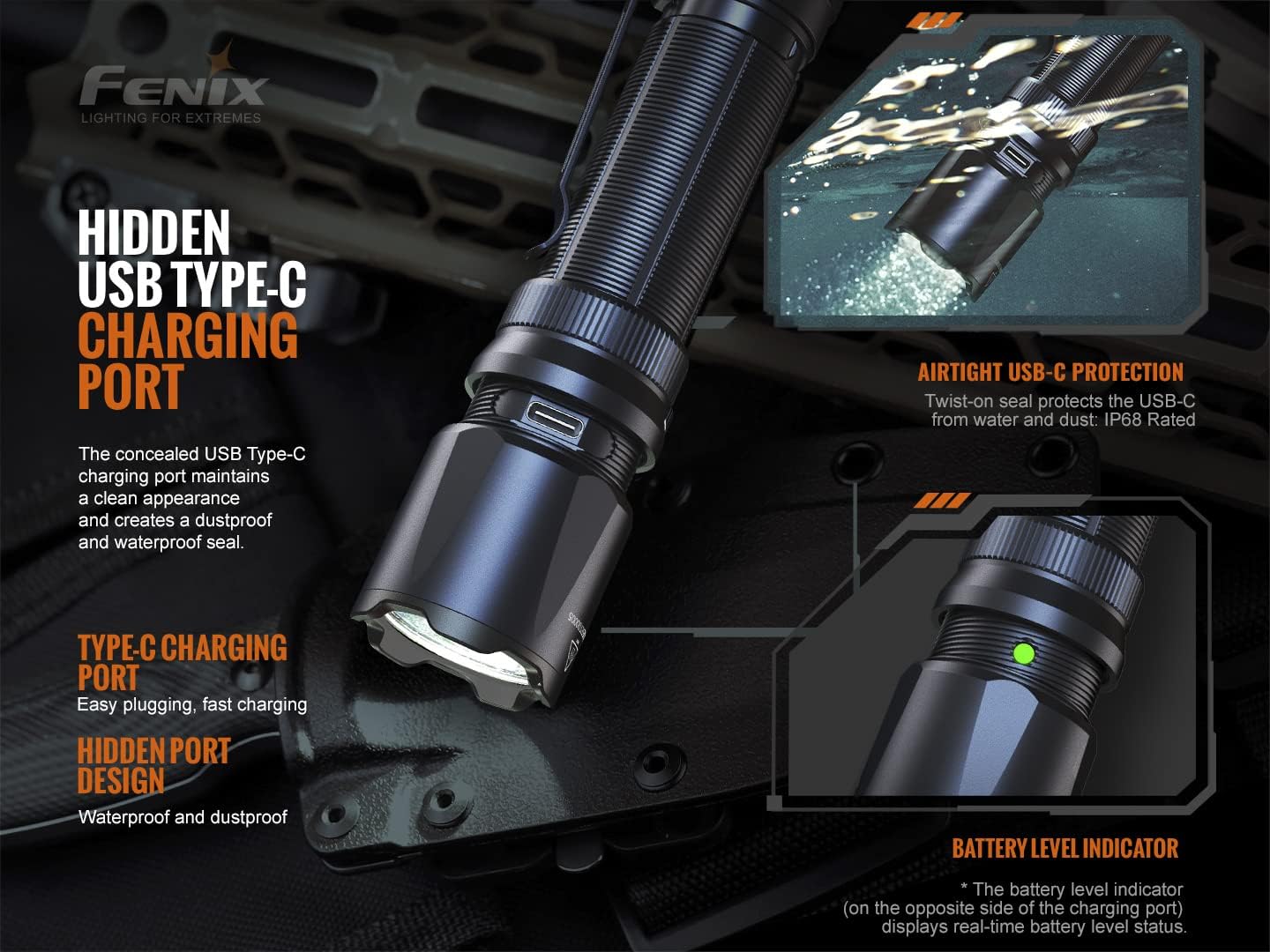 Fenix TK20R v2.0 Rechargeable Tactical Flashlight, 3000 Lumen Long Throw USB-C Tac Light, with LumenTac Organizer