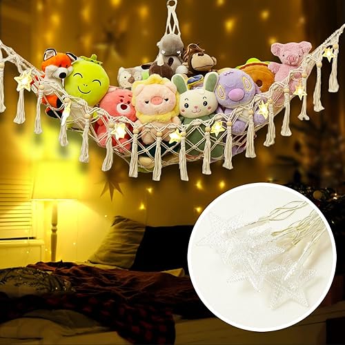 Miniatura 2 de Red de animales de peluche o hamaca de almacenamiento de juguetes con luz LED colgante para almacenamiento de animales de peluche para decoración de