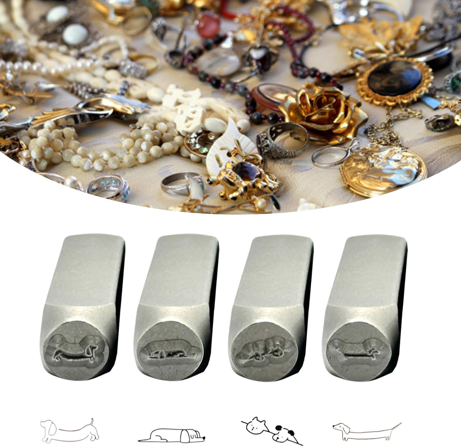 Metal Designs Stamps Punching Tool Intricate Metal Stamps with Dog for Creating Jewelry and Craft Designs Woodworking Stamp Tools