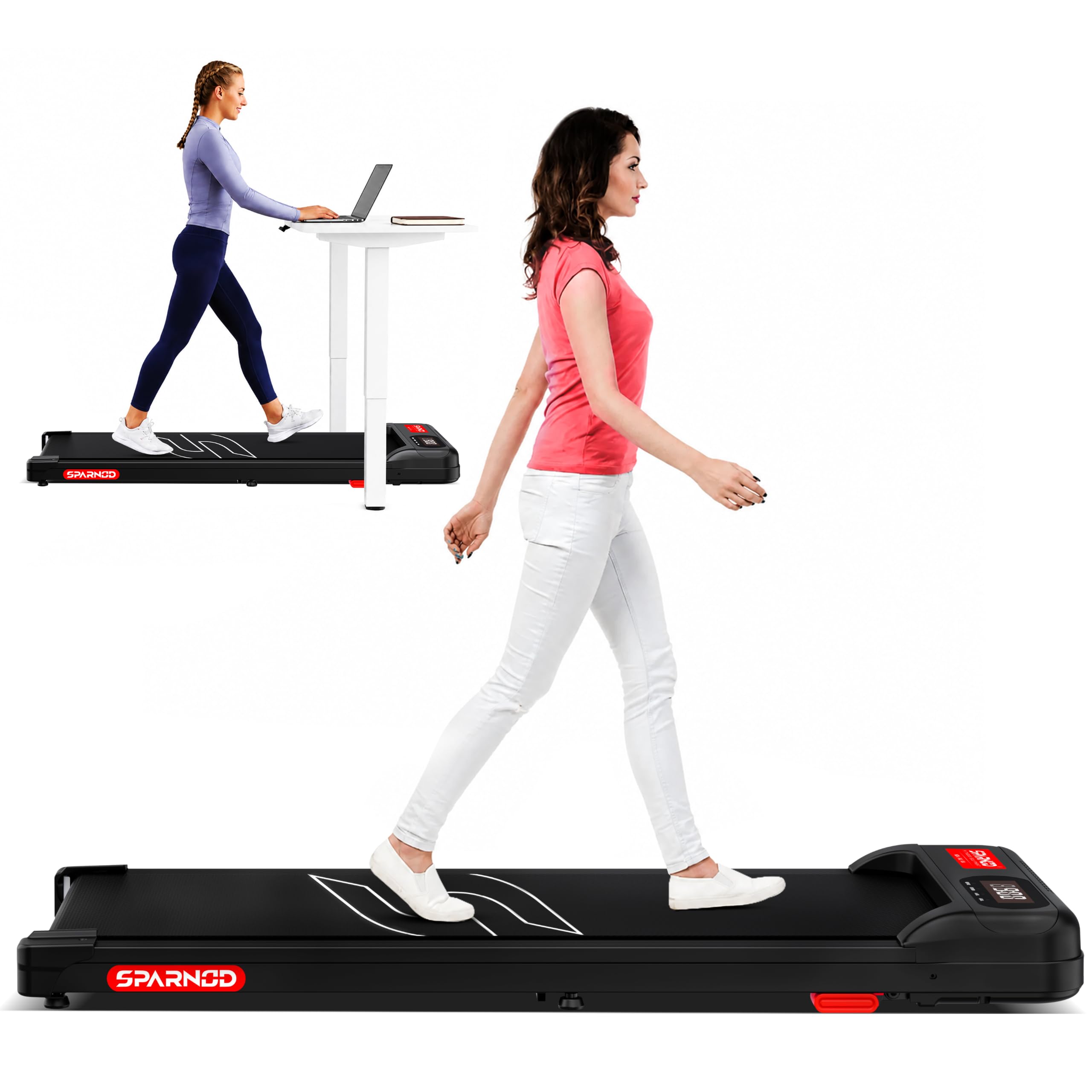Sparnod Fitness STH-3002 Home Use Walking Pad Treadmill for Home Use Compact, Ultra-Slim, Ready to Use | Shock Absorption | LED Display | Manual Incline | 100 Kg Capacity-image-8
