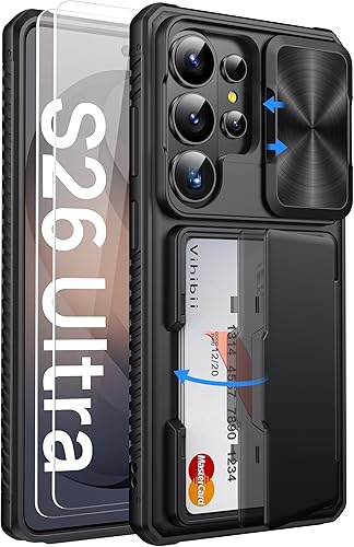 Vista 33 de Vihibii Funda tipo cartera para Samsung Galaxy S25 Ultra, tarjetero integrado (4 tarjetas), [bloqueo RFID] y cubierta de lente deslizante, Verde