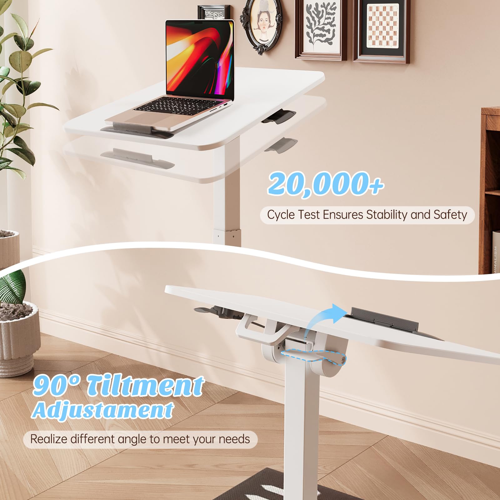 Foldable Mobile Standing Desk 90 Tiltable Rolling Standing Desk Height Adjustable Portable Laptop Workstation for Home Office Easy — view 7