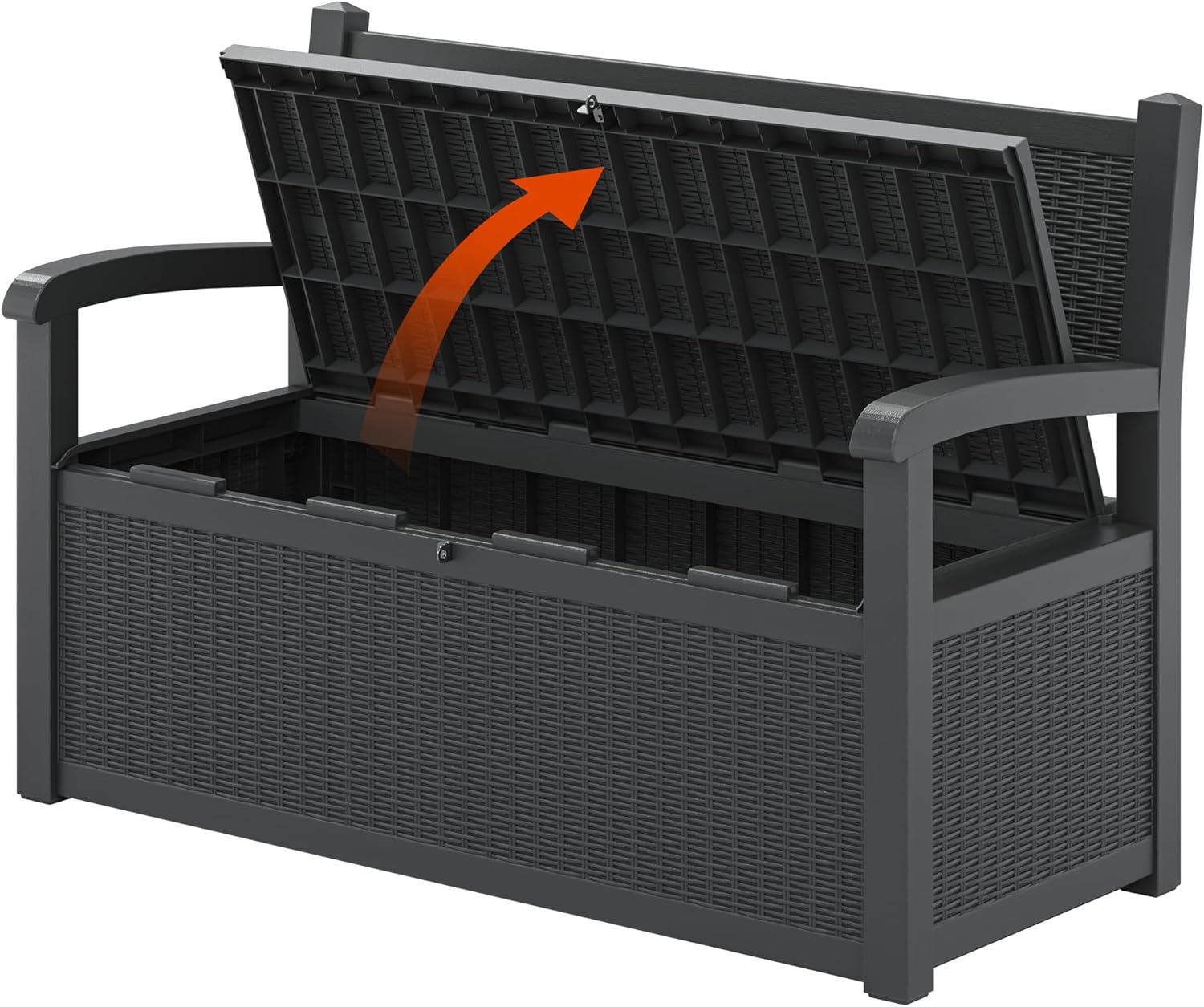 80 Gallon Outdoor Storage Box, Deck Box with Waterproof and UV Resistant, Resin Patio Furniture with Lockable for Garden Tools and Pool Supplies, Black