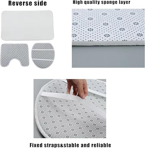 Miniatura 4 de AISky Cortina de ducha de Navidad, tapete de baño, cubierta para tapa de inodoro para baño, juegos de 4 piezas con 12 ganchos, dobladillo de plomo