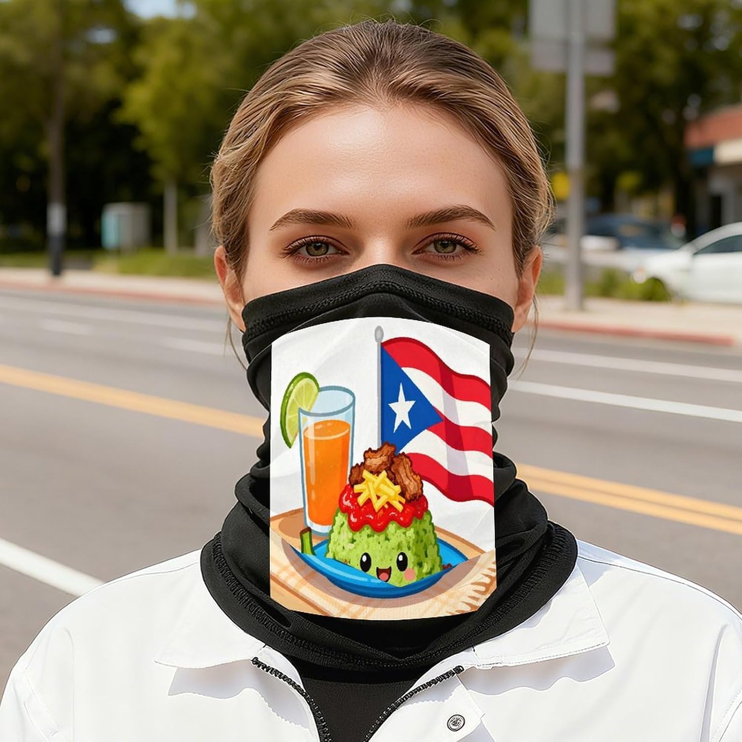 Puerto Rico Neck Gaiter Cooling Bandana Ice Breathable Neck Scarf Uv Face Cover Lightweight Face Mask Windproof Dustproof Tube Scarf For Cycling Motorcycle Hiking Running Neck Gaiter