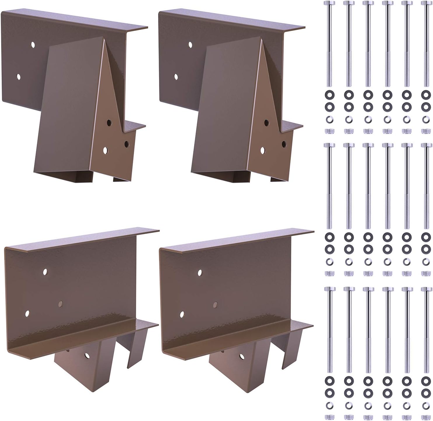 SURPCOS A-Frame Swing Set Brackets, Heavy Duty Wooden Swing Set Brackets with All Mounting Hardware, DIY Swing Set Hardware Kit, Brown