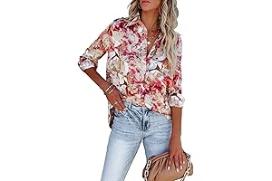 Women's Long Sleeve Button Down Chiffon Work Blouse