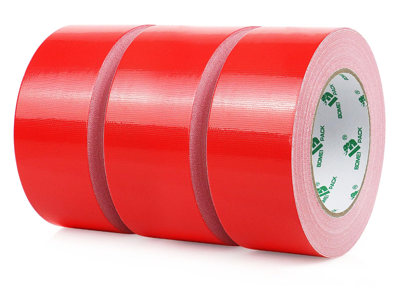 BOMEI PACK Red Cloth Duct Tape 3Rolls 48mm x 30Y Reinforced Waterproofs Heavy Duty Duct Tape for Fixing Repairing DIY Craft Labeling Boxes Sealing Strapping for Home Jobs