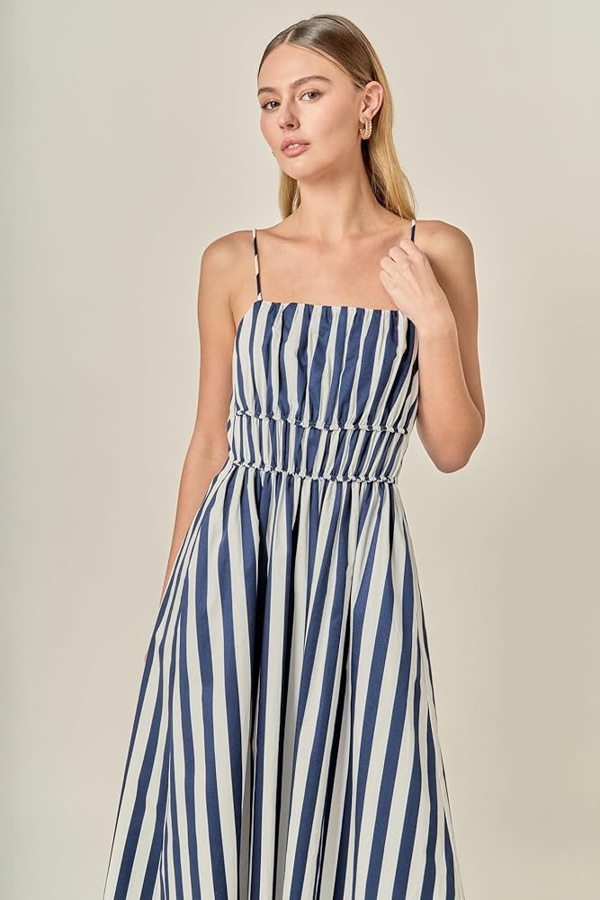 English Factory Women's Stripe Sleeveless Maxi Dress, Navy/White, XS at  Amazon Women's Clothing store