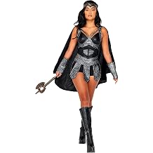 Roma Costume Womens 5pc Warrior Princess Costume, Black/Grey, Small 5088