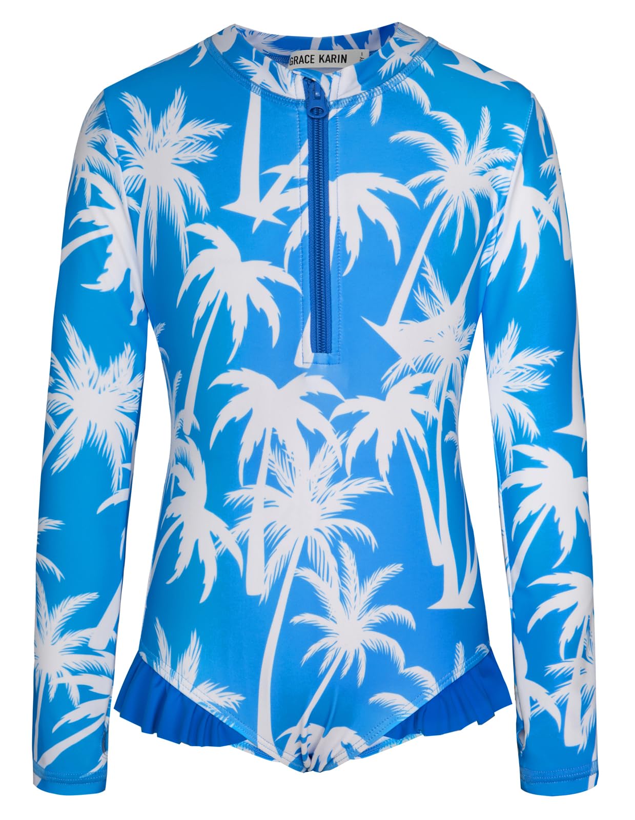 GRACE KARIN Girls Swimsuits Size 6 One Piece Green Long Sleeve Bathing Suit Swim Beach Wear