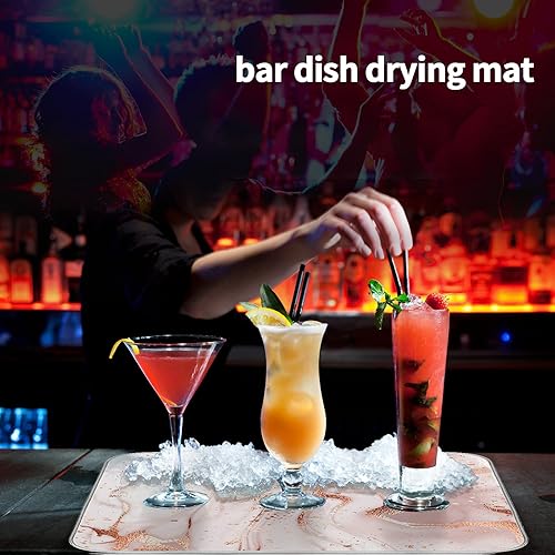 Miniatura 5 de Tapete absorbente de secado de platos de 16 x 18 pulgadas, tapete de mármol para encimera de cocina para platos