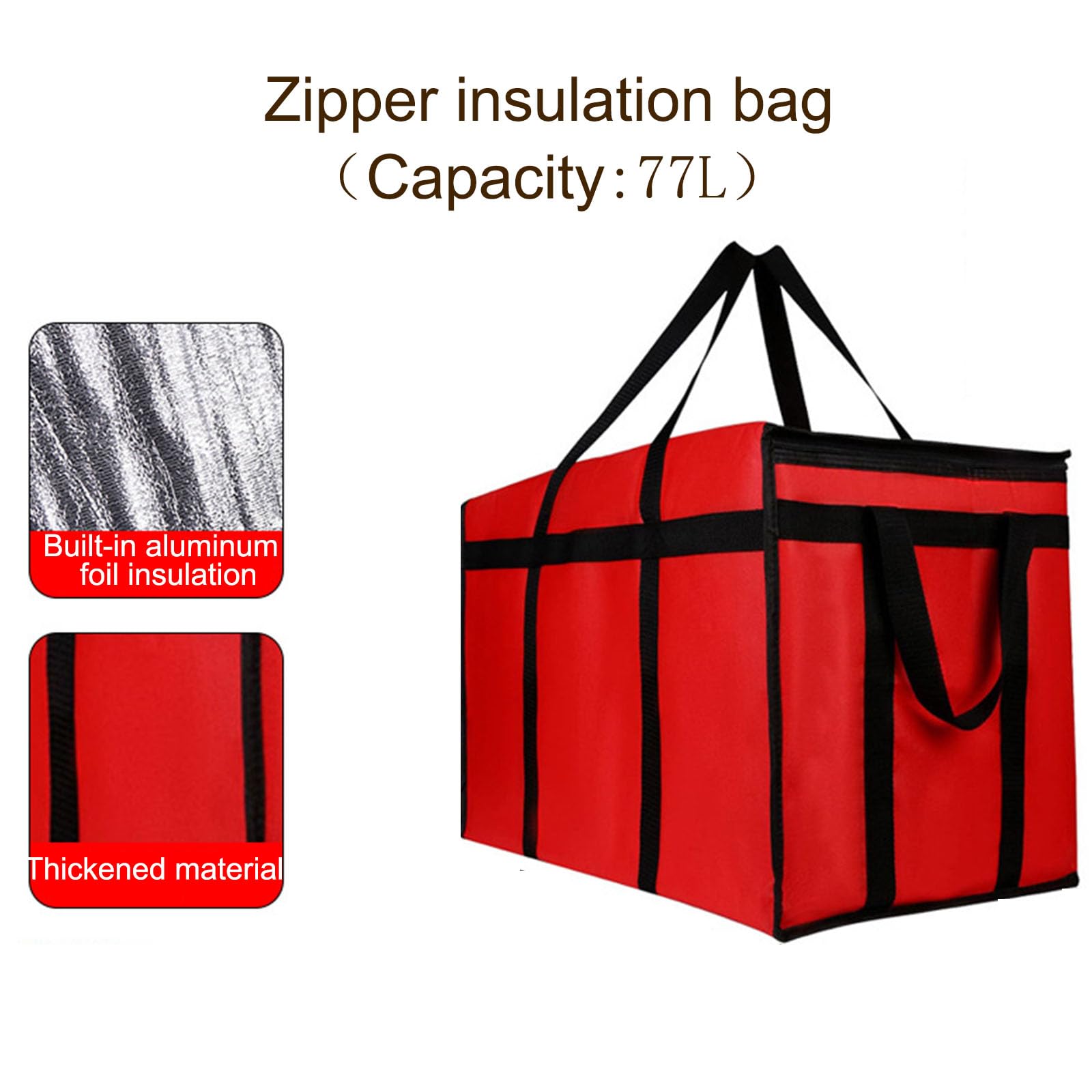 Isolierte Lebensmittel Liefertasche für heiße und kalte Mahlzeit,XXX-große Lebensmittel Tote Isoliertasche für Catering,Kühltasche, Lebensmittelwärmer für Parteien mit (3, Red_black_border, XXX-Large)