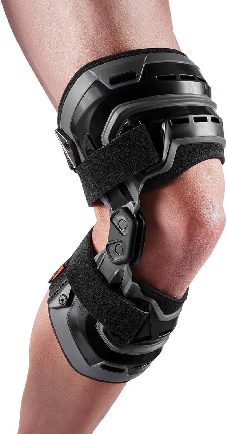 Shock Doctor Bionic Knee Brace with Compression Sleeve. BIO-LOGIX Hinged Lateral Support for Instabilities, Ligament, ACL, MCL, PCL, Meniscus Injury, Pain Relief, Recovery, Preventive Hyperextension. Semi Rigid Aluminum Hinge, Hard Brace. For Men and Women, Left or Right side. Heavy Duty