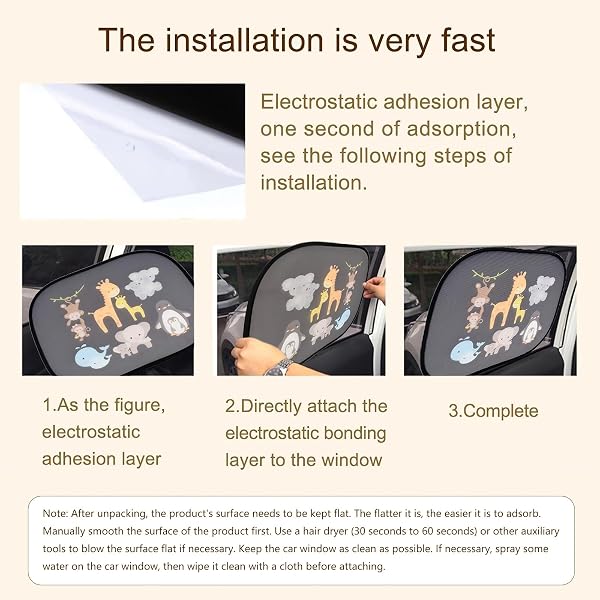 astarye Solar Protection Car SunShade Side Window Windscreen Roof Window for Children Adults Adsorption Electrostatic - 4