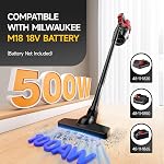 Cordless Vacuum Cleaner for Milwaukee M18 18V Battery, 500W Handheld Vacuum Cleaner with Washable Filter, Portable Stick Vacuum for Floor Carpet Car Hardwood Pet Hair(Battery Not Included)