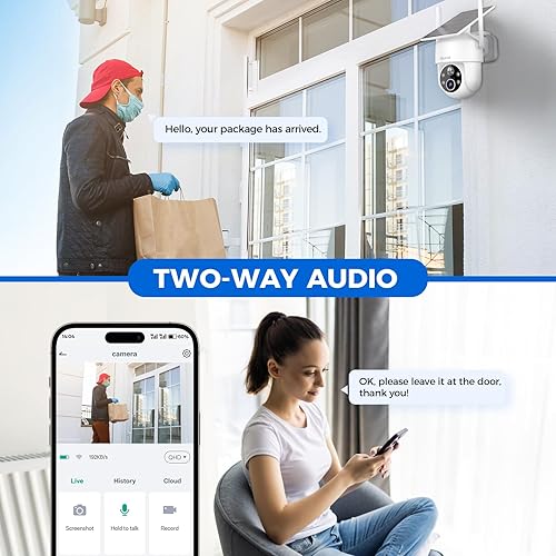 Miniatura 6 de Cámaras solares de seguridad 2K, visión 360, inalámbricaspara exterioresvisión nocturna a color, detección de IA, audio de 2 vías, alarma de