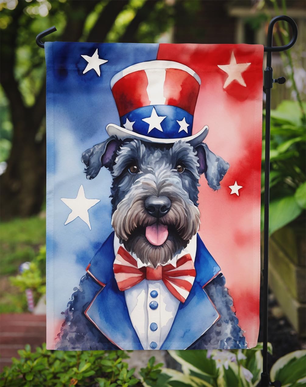 Caroline's Treasures DAC5743GF Kerry Blue Terrier Patriotic American Garden Flag Mailbox Flag Decorative Yard Flag Banner Outside Patio Artwork Yard Flower Beds, Garden Size, Multicolor