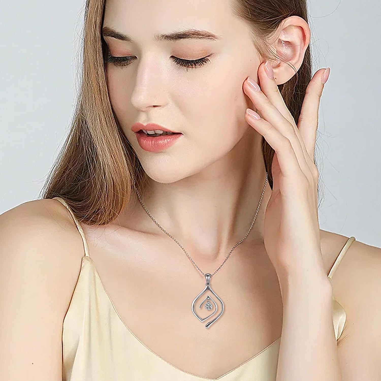 Ring Holder Necklace for Women Sterling Silver Open Ring Keeper Necklaces Wedding Engagement Dainty CZ Rhombus Jewelry Gifts for Wife Mom Girlfriend Nurse Doctor Anniversary Valentines Birthday - Image 6