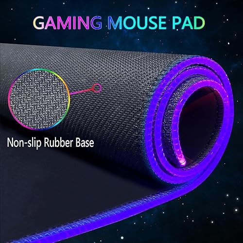 Miniatura 5 de Alfombrilla de mouse para juegos RGB, alfombrilla de mouse grande con luz LED, almohadilla de teclado para juegos, accesorios para escritorio, base