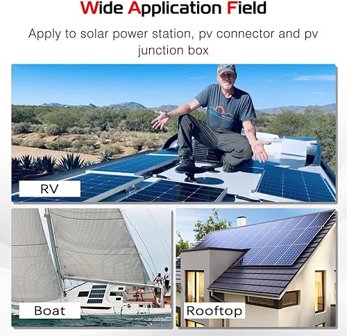 Miniatura 7 de Cable de extensión para panel solar, calibre 10, 10 AWG, 5 pies, negro + 5 pies, cable de extensión de panel solar rojo, conectores solares