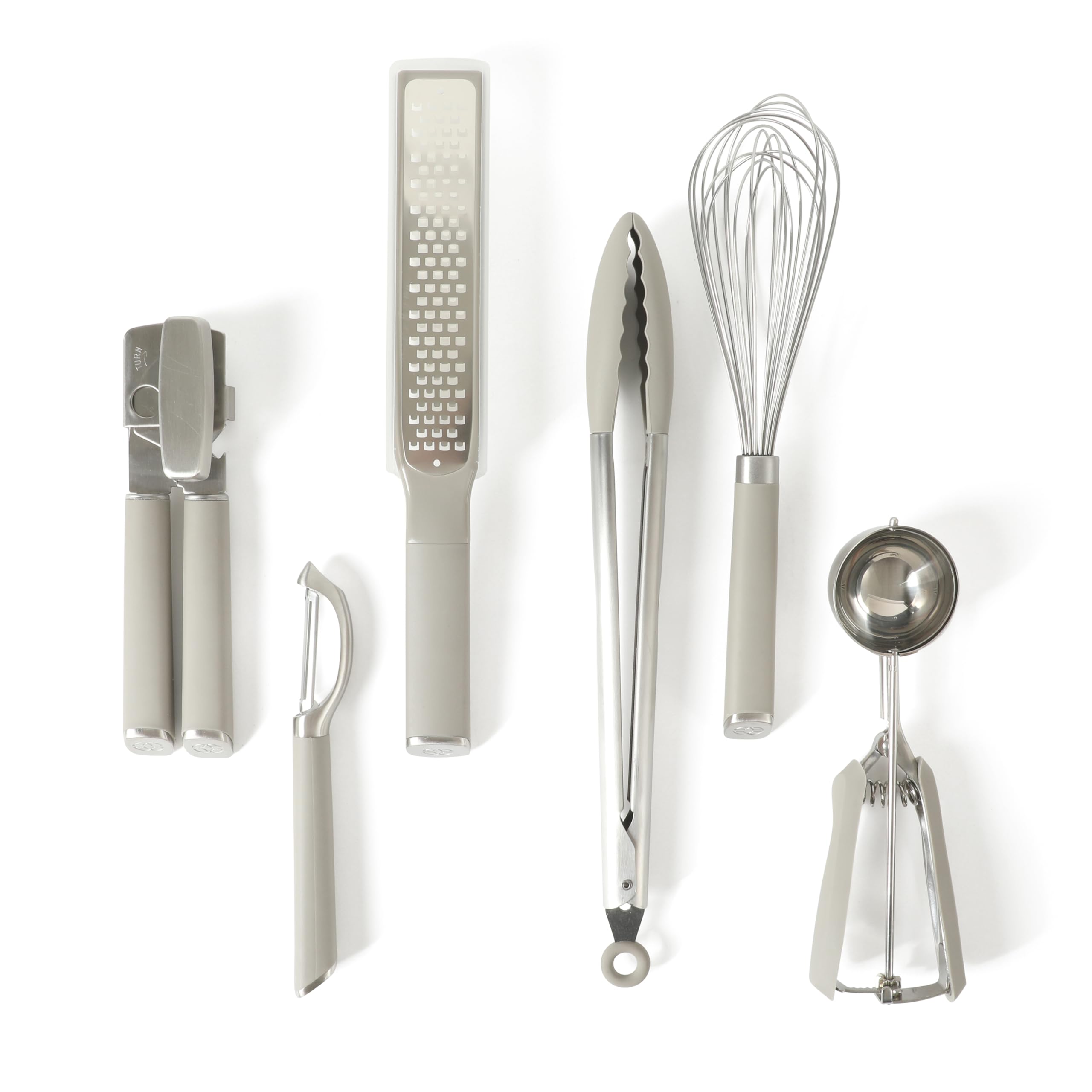 Calphalon Edge Lot de 6 ustensiles de cuisine et gadgets en acier inoxydable Taupe
