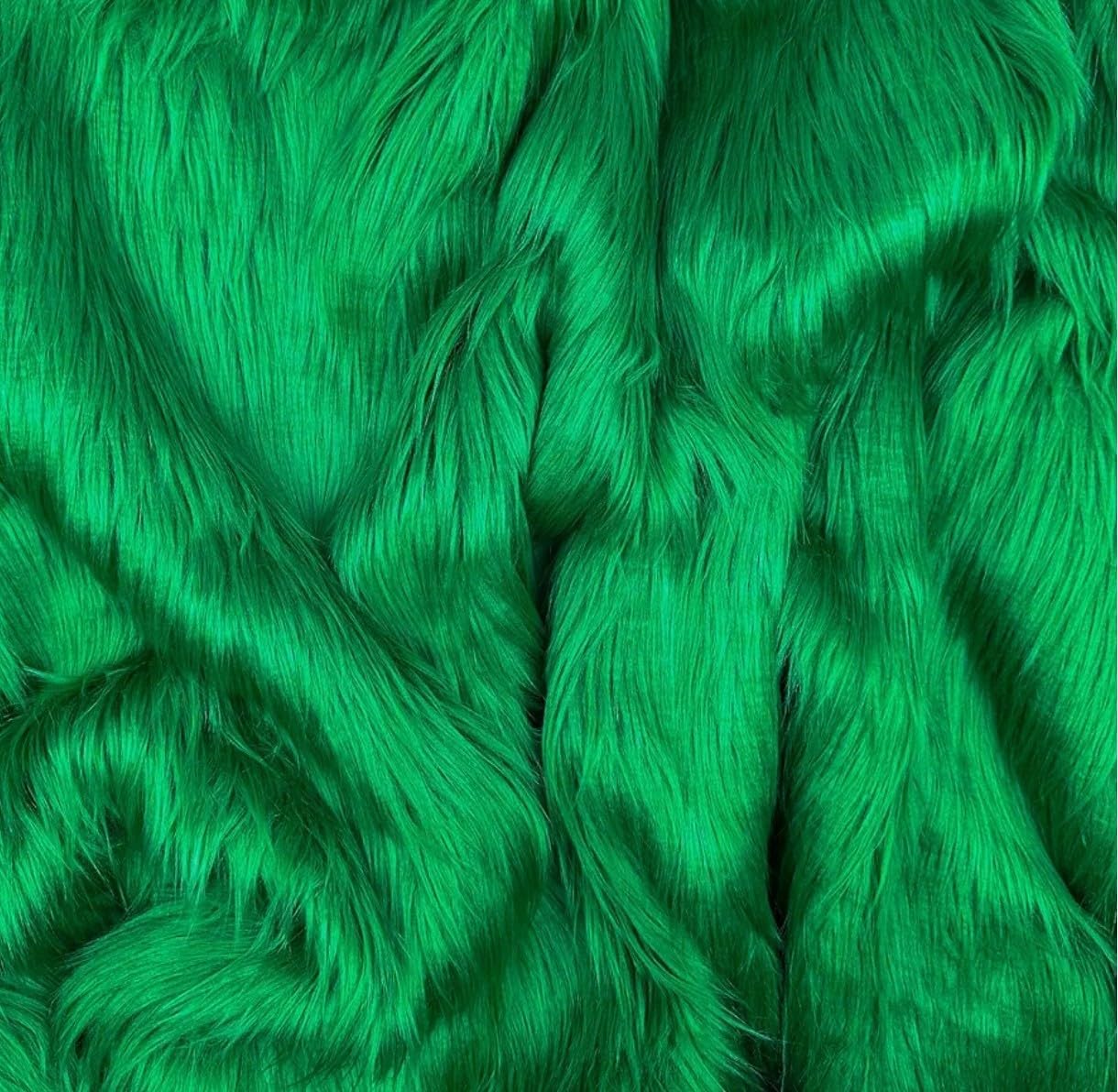 Prokart Soft Faux Fur Fabric Cloth – 60 Inch Wide Pana | Fur Fabric Decorative Cloth for Crafting Soft Toys, Fancy Dress, Baby Photoshoot, Wedding Mandap & Party Décor (Green, 1 Mtr)