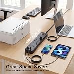 Barres de puissance avec protecteur de surpression 12 Des sorties, 6Ft Power Bar Extension Cord Power Strip avec 2 USB Ports, 2390 Joules, ETL Inscrit, Noir