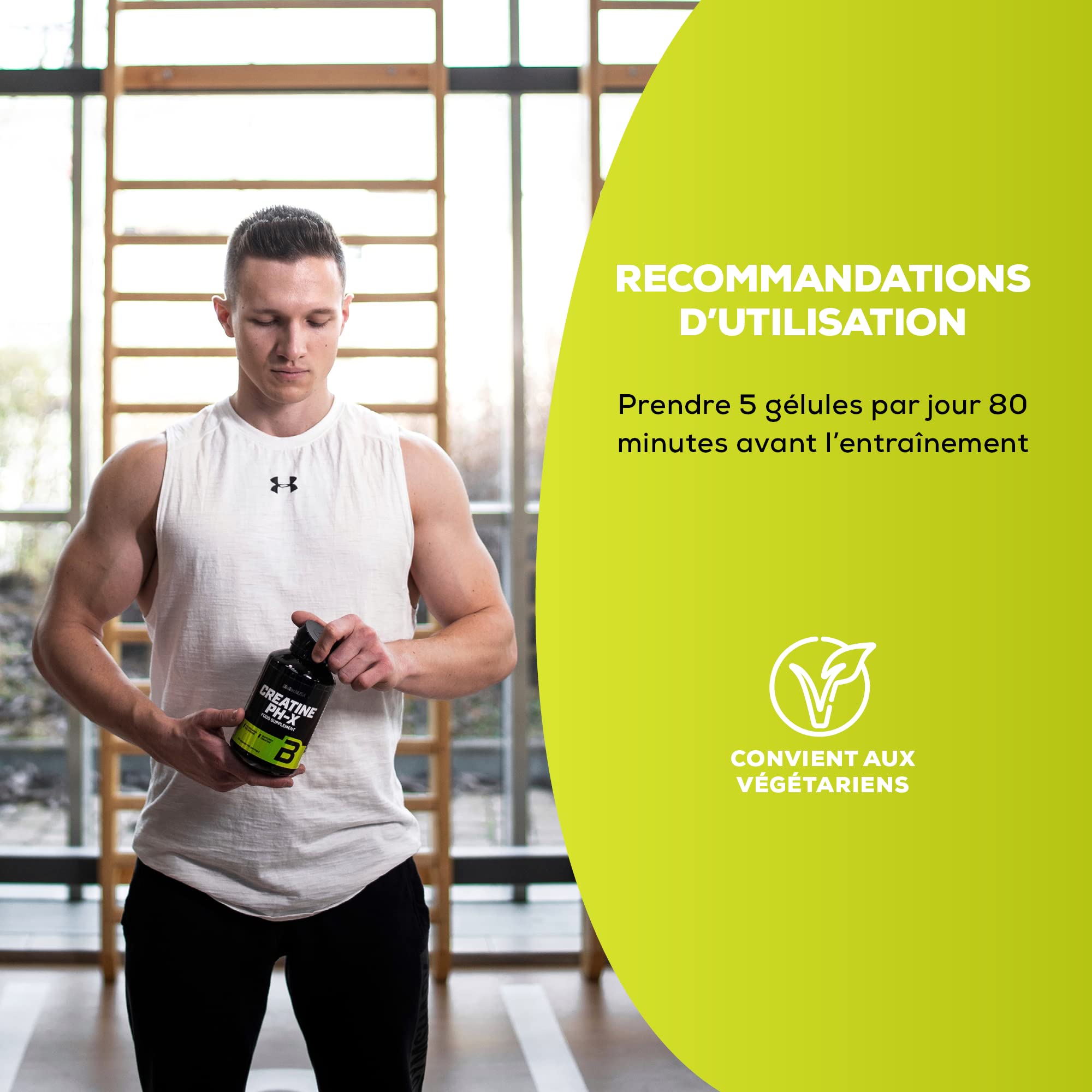 BioTechUSA Creatine Ph-X capsules | Créatine tamponnée | 3g CreaBASE par portion, 210 gélules