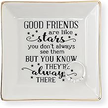 HOME SMILE 好朋友闺蜜生日礼物送给女人她的戒指饰品盘首饰托盘-好朋友就像星星-你不总是看到他们但你知道他们总是在那里, 友谊礼物