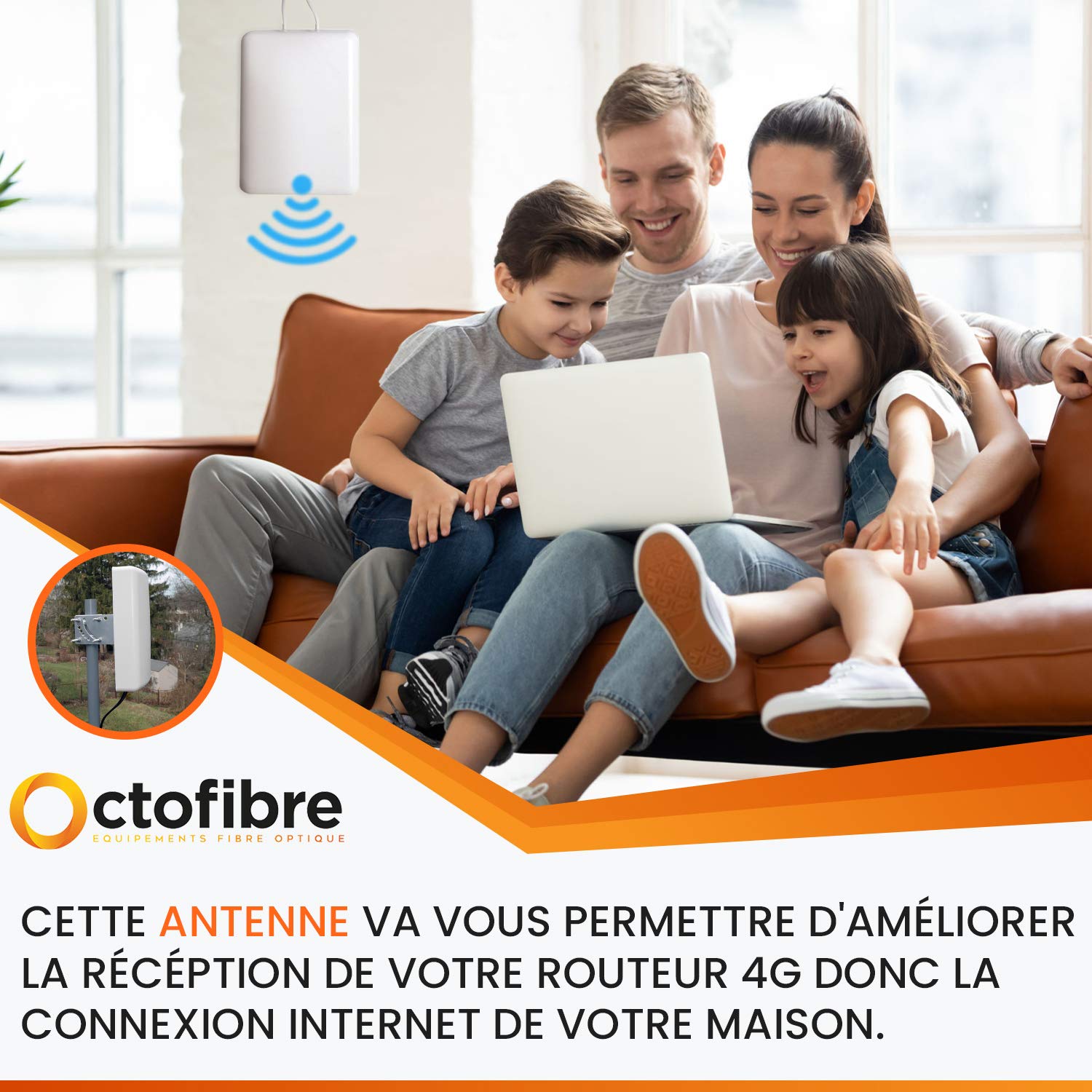 Antenne 4G Exterieur - Amplificateur pour Routeur 4G - Compatible avec Toutes Les Box - Routeur Huawei Bouygues Orange - 2 Câbles SMA (5M)